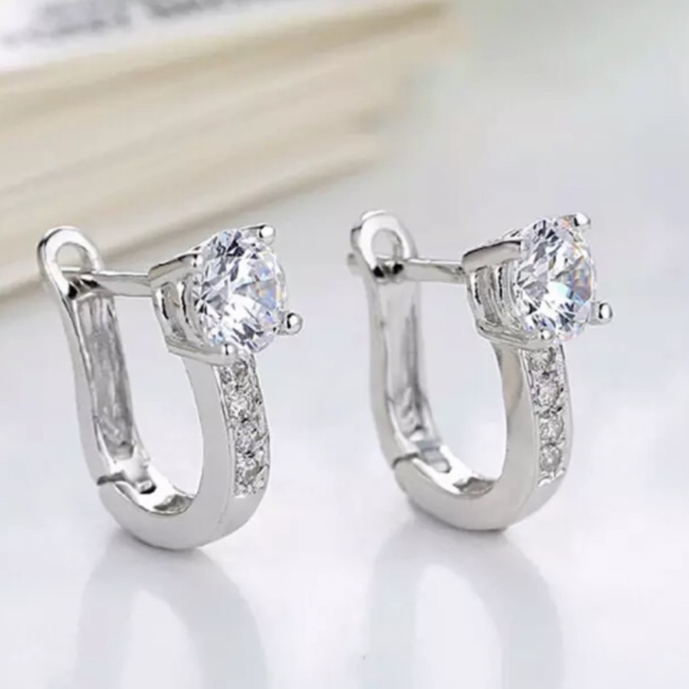 NEW 925 Sterling Silver CZ hoop earrings brand